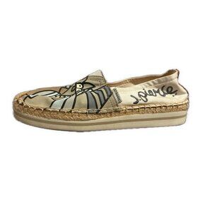 Joy & Mario Ivory Beige Contemporary Art Flat Espadrilles 6